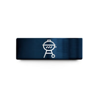 anniversary rings for him – gold & blue tungsten bbq grill wedding band