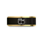 engraved rings for couples – black & gold tungsten honey jar apple wedding band