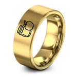 couples promise rings set – gold tungsten honey jar apple ring