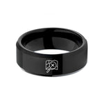 couple anniversary present ideas – black tungsten magnifying map wedding band
