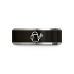 anniversary rings for partners – black & grey tungsten watering can wedding band