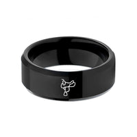 unique keepsake for pair – black tungsten western saddle wedding band