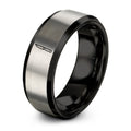 Carving Knife – Tungsten Wedding Band, 8 mm, Black, Silver Comfort-Fit Unisex