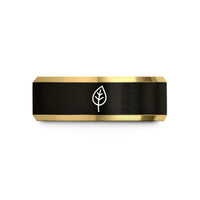 anniversary presents for her – black & gold tungsten single leaf wedding band