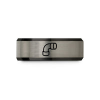 custom engraved couple rings – black & gray tungsten steel pipe wedding band