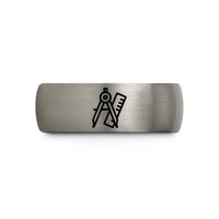 anniversary presents for her – gray tungsten compass ruler wedding band