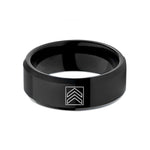 unique bands for lovers – black tungsten hazard chevron stripes wedding band