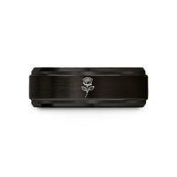 personalized anniversary presents couples – black tungsten single rose wedding band