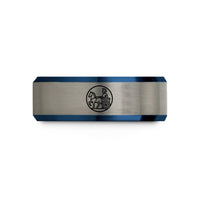 tungsten rings for couples – black & blue & gray tungsten the chariot wedding band