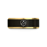 couple matching rings set – black & gold tungsten working dog wedding band
