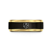 custom engraved ring presents – black & gold tungsten working dog wedding band