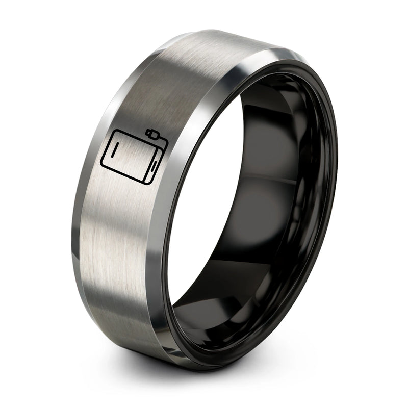 External Hard Drive – Tungsten Wedding Band, 8 mm, Gray, Black Comfort-Fit Unisex