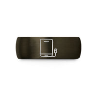 custom band for couples – gunmetal & black tungsten external hard drive wedding band