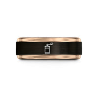 anniversary present for couple – black & rose gold tungsten hand coffee grinder wedding band