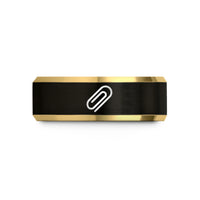 personalized rings for couples – black & gold tungsten paper clip wedding band