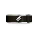 anniversary present for couples – black & grey tungsten paper clip wedding band