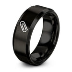 Gift Anniversarys for Daughter And Son in Law – black tungsten paper clip ring