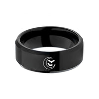 unique present ideas her – black tungsten crescent moon bats wedding band