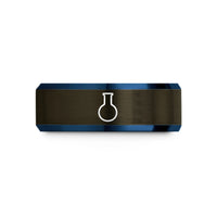 personalized rings for lovers – gunmetal & blue tungsten florence flask wedding band