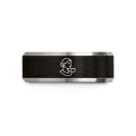 anniversary present for her – black & gray tungsten mother-in-law heart wedding band