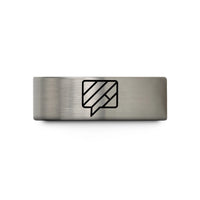 romantic present ideas for her – black & blue & gray tungsten speech bubble wedding band