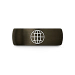 personalized presents for her – gunmetal & blue tungsten wireframe globe wedding band