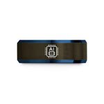 personalized presents for her – gunmetal & blue tungsten ai chip wedding band