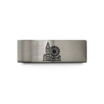 engraved rings for women – blue & silver tungsten london skyline wedding band