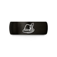 tungsten wedding ring – black & rose gold tungsten alpine hat feather wedding band