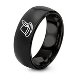 Gift Anniversarys for Her Rings – black tungsten alpine hat feather ring