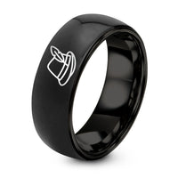 Gift Anniversarys for Her Rings – black tungsten alpine hat feather ring