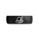 couples wedding band – black tungsten alpine hat feather wedding band