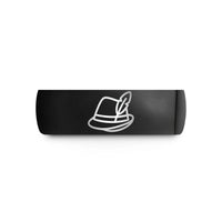 couples wedding band – black tungsten alpine hat feather wedding band