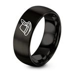 Gift Anniversarys for Her Rings – black tungsten alpine hat feather ring