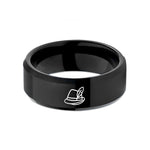 best anniversary rings – black tungsten alpine hat feather wedding band