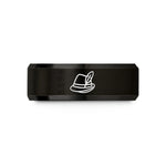 unique promise band – black tungsten alpine hat feather wedding band