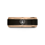 tungsten rings for women – black & rose gold tungsten horseshoe print wedding band