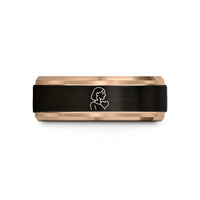anniversary present for her – black & rose gold tungsten stepmom heart wedding band