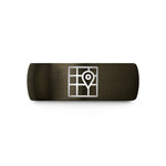 tungsten band for couples – gunmetal & black tungsten map grid ticks wedding band