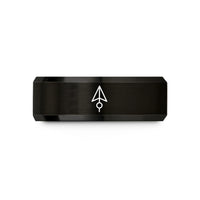 personalized rings for couples – black tungsten north arrow wedding band