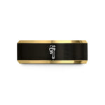 unique presents for him – black & gold tungsten pipe wrench wedding band