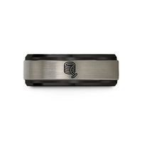 personalized rings for couples – black & blue & gray tungsten rope coil wedding band