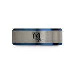 personalized rings for couples – black & blue & grey tungsten rope coil wedding band