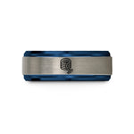 couples tungsten wedding bands – blue & grey tungsten rope coil wedding band