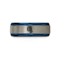couples tungsten wedding bands – blue & grey tungsten rope coil wedding band