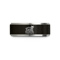 tungsten ring for men – black & grey tungsten beach house wedding band