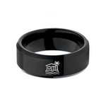 men's wedding band present – black tungsten beach house wedding band