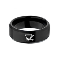 custom rings for men – black tungsten grain cart wedding band