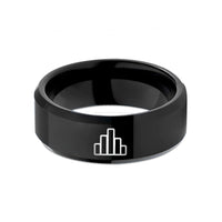 custom rings for couples – black tungsten histogram graph wedding band