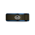 tungsten wedding bands men – gunmetal & blue tungsten scottish highlands wedding band